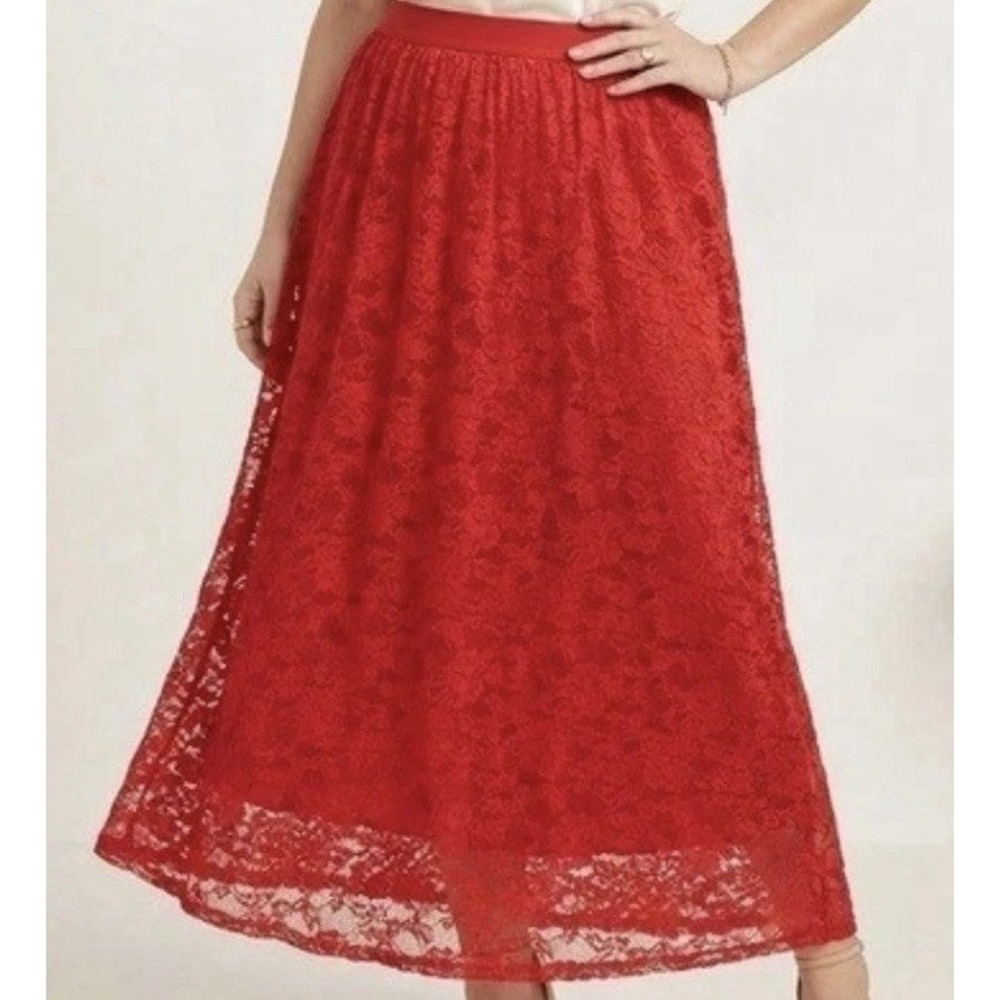 NWOT Laffaire Lace Maxi Skirt M Red Flowy Floor Length Boho Siren Vampirecore